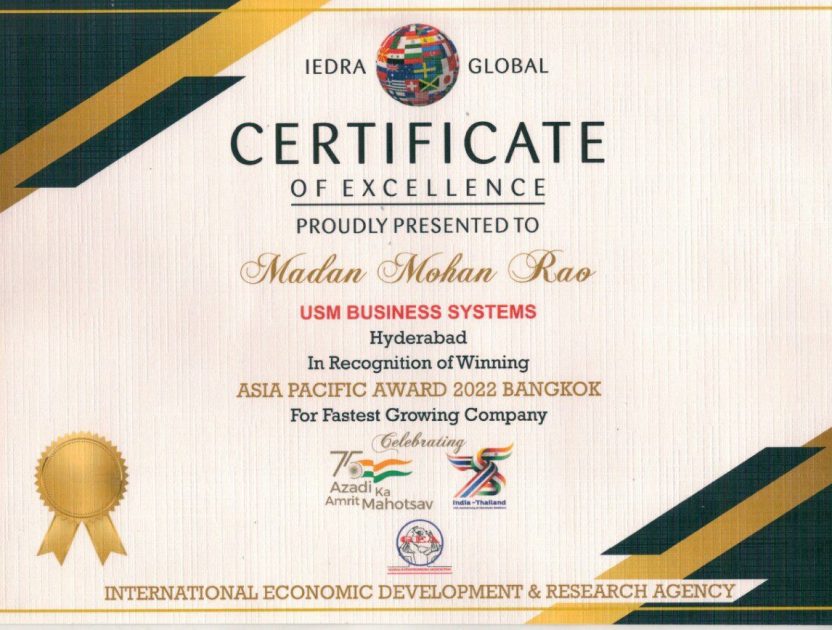 Excellence Award For Innovation and Business Development By IEDRA